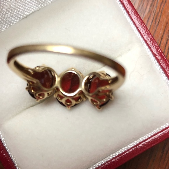 Large red garnet real yellow gold ring - Picture 7 of 8